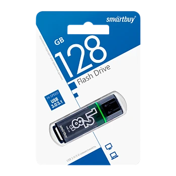 Флеш-накопитель Smartbuy Glossy 128GB USB3.1 пластик серый