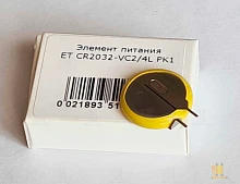 Элемент питания ET CR2032-VC2/4L PK1 2-ножки, вертикальный монтаж, литиевый элемент, 3V