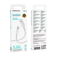 Кабель Borofone BX116 USB (m)-Type-C (m) 1м 3.0A нейлон белый (1/360)