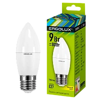 Лампа светодиодная Ergolux C35 E27 9W 3000К 172-265V свеча (1/10/100)