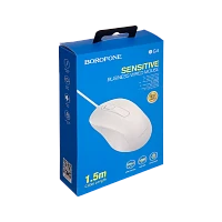 Мышь проводная Borofone BG4 классическая USB белый (1/22/88)