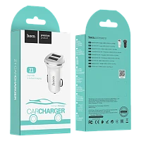 Автомобильное З/У HOCO Z1 2USB 2.1A белый (1/32/128)