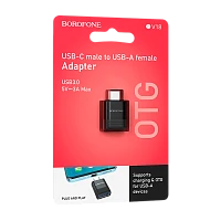 Переходник Borofone BV18 Type-C (m)-USB (f) OTG черный (1/70/420)
