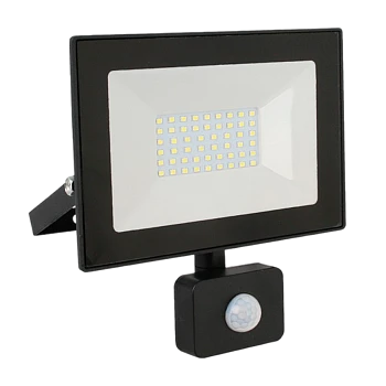 Прожектор светодиодный Ultraflash LFL-5002S 50W 230V IP65 6500К с датчиком движения черный (1/20)