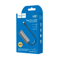 USB-Хаб HOCO HB1 4USB USB (m) серый (1/12/120)