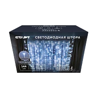 Гирлянда Старт НГ 144LED 1.5*1.5м лампочки занавес медь 8 режимов белый (1/25/50)