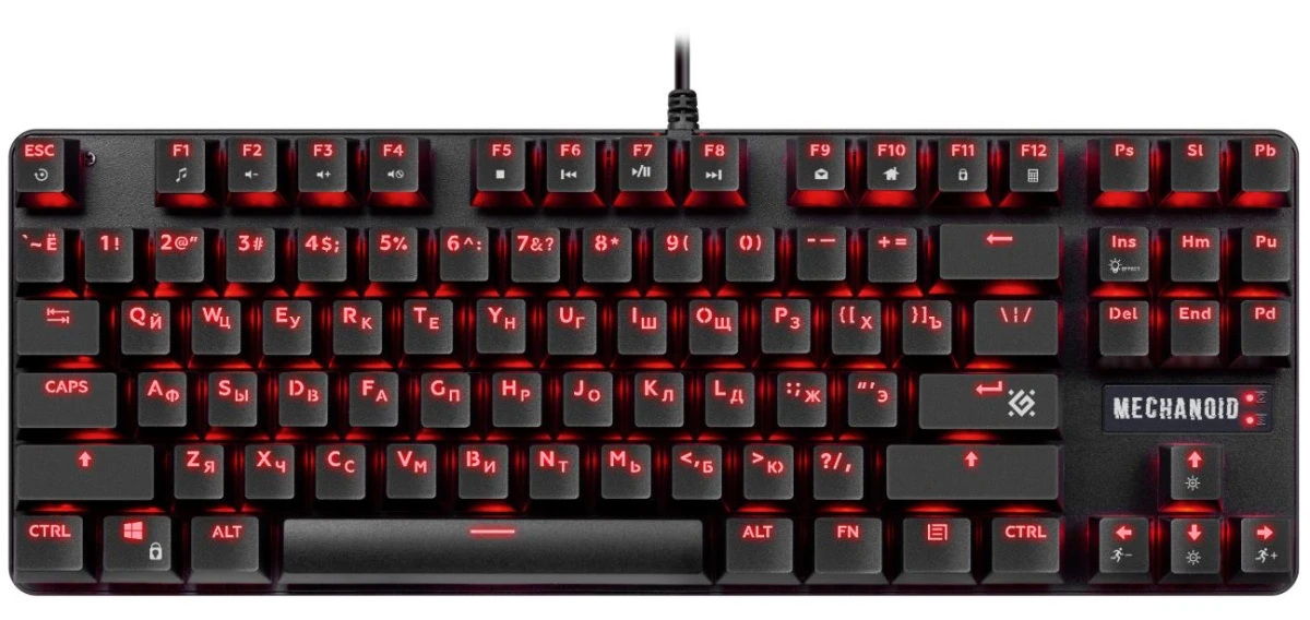 Клавиатура проводная Defender GK-581 MECHANOID игровая USB 1.5м черный (1/20)