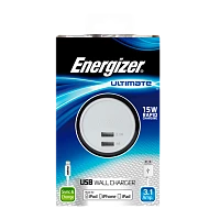Сетевое З/У Energizer Ultimate 2USB 3.1A с кабелем Lightning белый