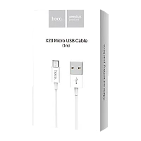 Кабель HOCO X23 USB (m)-microUSB (m) 1м 2.1A TPE белый (1/46/276)