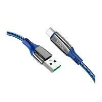 Кабель HOCO S51 USB (m)-Type-C (m) 1.2м 5.0A нейлон дисплей синий (1/16/160)