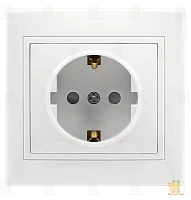 Розетка Smartbuy 1-местная с заземлением 16А белая, керамика "Венера"