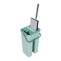 Швабра для пола Рыжий кот 120см с отжимом с ведром и насадкой бирюзовый (1/12)