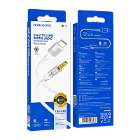 Кабель AUX Borofone BL19 Jack 3.5mm (m)-Type-C (m) 1м пластик белый (1/360) 