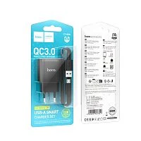 Сетевое З/У HOCO C140A 1USB 2.1A 18W QC3.0 с кабелем microUSB черный (1/28/168)