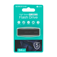 Флеш-накопитель Borofone Wonder BUD4 64GB USB3.0 пластик черный (1/40) 