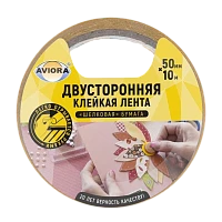 Клейкая лента Aviora 50мм*10м двусторонняя ШБ 0.11мм белый (1/36)