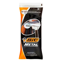 Бритва одноразовая BIC "Metall" 1 лезвие 3шт. (1/10/40)