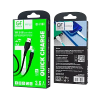 Кабель GFPower F16T USB (m)-Type-C (m) 1м 3.6A ПВХ индикация черный (1/120/480)