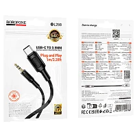 Кабель AUX Borofone BL25B Jack 3.5mm (m)-Type-C (m) 1м черный