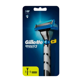 Бритва Gillette "MACH3 TURBO 3D" 3 лезвия 2 кассеты ENG (1/6)