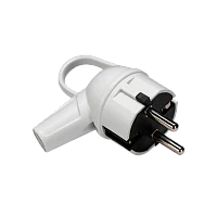 Вилка электрическая Makel С/З 16A IP20 угловая с кольцом белый 10037 (1/100)