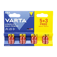 Батарейка Varta LONGLIFE MAX POWER (MAX TECH) LR03 AAA BL5+3 Alkaline 1.5V (4703) (8/160)