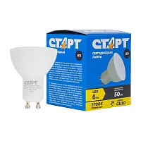Лампа светодиодная Старт JCDR GU10 6W 2700К 220V рефлектор матовая (1/10/100)