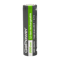 Аккумулятор Li-ion GoPower IMR18650 PC1 20A 3.7V 2500mAh б/з высокоток. плос.конт. (1/100/400)