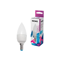 Лампа светодиодная Космос CN E14 7.5W 6500К 220V свеча матовая (1/10/80)