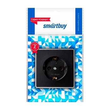 Розетка Smartbuy "Сириус" 1гн. 16A С/З пластик черный