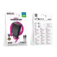 Сетевое З/У Borofone BAS73A Type-C 20W с кабелем Type-C черный (1/20/120)