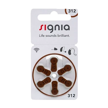 Батарейка Siemens Signia ZA312 BL6 Zinc Air 1.45V (6/60/300)