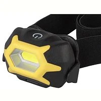 Фонарь налобный ЭРА GB-701 Практик 5W COB от батареек сенс. 3 режима черный желтый
