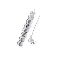 Удлинитель Космос 6р.С/З 10A 3.0м с выкл. ПВС 3х0.75мм² IP20 белый (1/30)