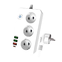 Сетевой фильтр Live Power LP SF301 3р.С/З 10A 2.0м 3USB A+C Gan 45W с выкл. белый (1/30)