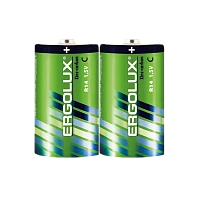 Батарейка Ergolux R14 C Shrink 2 Zinc Carbon 1.5V (2/12/288)
