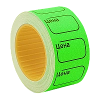Этикет-лента 29 мм х 28 мм "Цена" (500 этикеток/рол.), зеленая, AVIORA (цена за 1 рулон) (10/160)