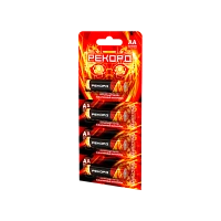 Батарейка Рекорд LR6 AA BL4 Alkaline 1.5V отрывные (4/48/480)
