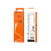 Кабель Borofone BX16 USB (m)-microUSB (m) 1м 2.4A ПВХ белый (1/648)