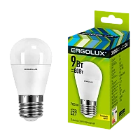 Лампа светодиодная Ergolux G45 E27 9W 3000К 172-265V шар (1/10/100)