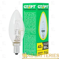 Лампа галогенная Старт E14 42W 2800К 220-230V свеча прозрачная