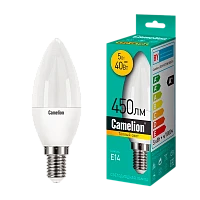 Лампа светодиодная Camelion C35 E14 5W 3000К 220V свеча матовая (1/10/100)