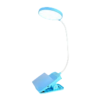 Светильник настольный Ultraflash UF-751 7W 230V прищепка 3 ур.ярк. голубой (1/50)