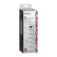 Сетевой фильтр Defender ES 5р.С/З 10A 5.0м 125 Дж белый (1/35)