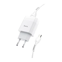 Сетевое З/У HOCO C73A 2USB 2.1A с кабелем microUSB белый (1/30/180)