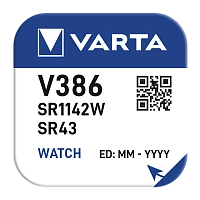 Батарейка Varta 386 (SR43W) BL1 Silver Oxide 1.55V (1/10/100)