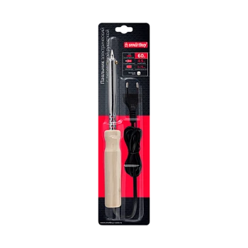 Паяльник электрический Smartbuy Tools 60 Вт, с дерев. рукояткой, длина шнура 1.1 м