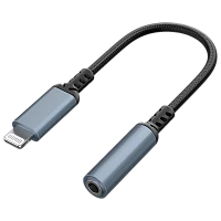 Переходник Defender JACK03-02 PRO Lightning (m)-Jack 3.5mm (f) металлик (1/50/400)