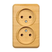 Розетка Smartbuy "Юпитер" 2гн. 10A Б/З пластик светлое дерево