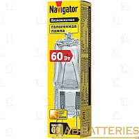Лампа галогенная Navigator JCD9 G9 60W 3000К 230V капсула прозрачная (1/20/1000)